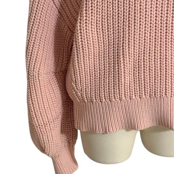 BANANA REPUBLIC Pink Ribbed Knit‎ Sweater Oversized Relaxed Fit Size L Factory - Picture 5 of 10